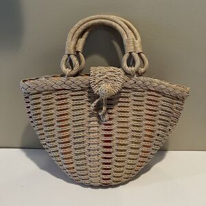 Vintage Wicker Woven Tote Bag‎ Basket Boho Beach Art